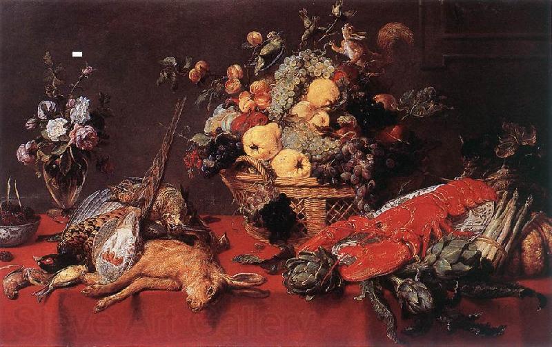 SNYDERS, Frans Still-life with a Basket of Fruit w r